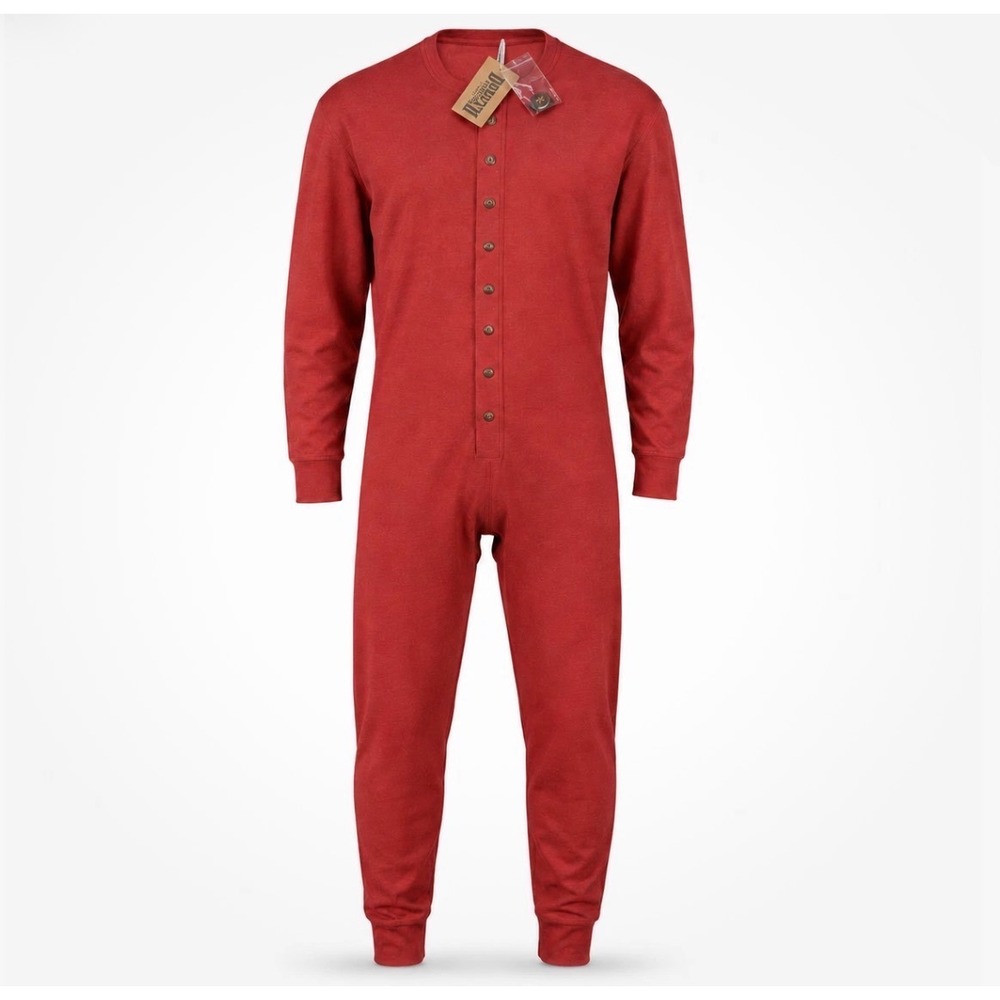 NEW Duluth Trading 2XL x 30 Waffle Union Suit Red Long Johns Christmas